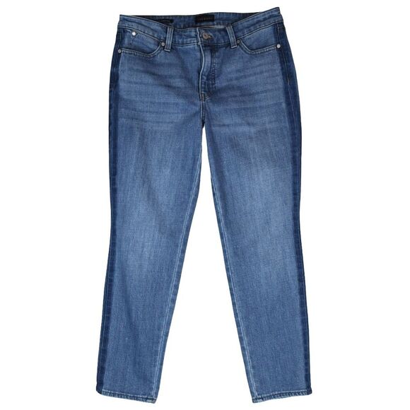 Talbots Slim Ankle Jeans Size 6P Mid Wash Blue Two Tone Classic Straight Stretch - Picture 1 of 9